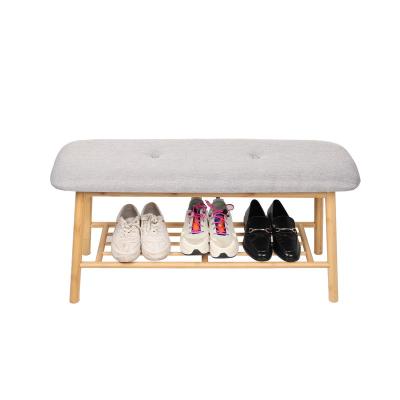 China New Modern Design 2 Tier Shoe Storage Rack Shoe Organizer Natural Custom Bamboo Wooden Shelf Shoe Rack for sale