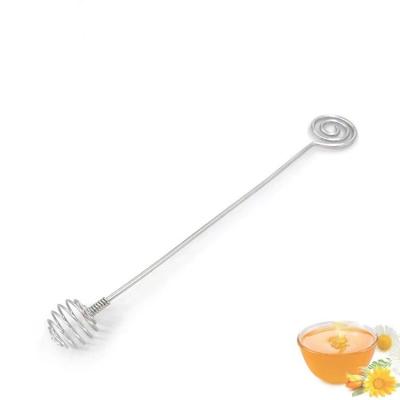 China Modern Hot Rod Honey Stick Stirring Design Honey Dipper With Unique Spiral Product Food Grade Stainless Steel Coffee Milk Tea for sale