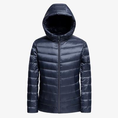 China Waterproof Men's Big Warm Hood Thin Light Fashion Padding 2022 Winter Men's Stripper Down Jacket Duck Down Coat for sale