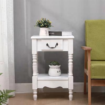 China Handmade Modern White Wooden Drawer Bedside Table for sale