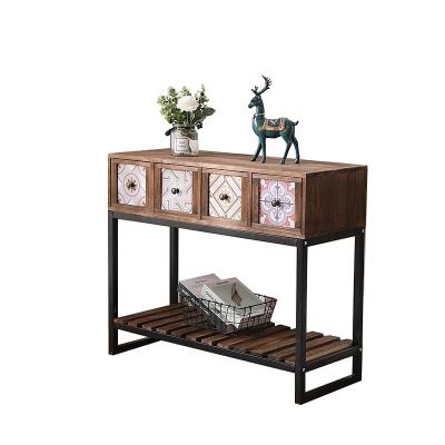 China Handmade bedroom five drawer wardrobe with shoe rack iron and wooden style bedroom combined drawer storage cabinet for sale