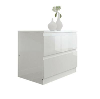 China Handmade high gloss black and white 2 drawer bedside table for sale