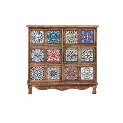 China Retro living room handmade modern wooden buffet chest of solid wood drawers for sale