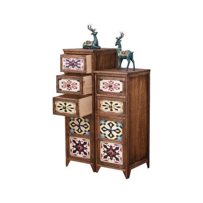 China Chest Of Drawers With Doors Living Room Storage Bedroom Chest The Retro Cheap Solid Wood Wooden Drawers for sale