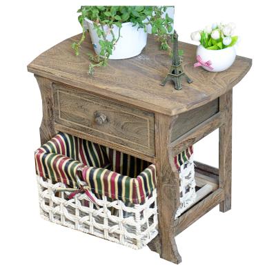 China Wholesale Expandable Furniture Solid Wood Storage Cabinet With Basket Bedside Table for sale