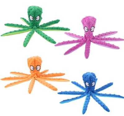 China Durable Vocal Octopus Shell Puppy Sound Toys Leather Octopus Pet Plush Toy Viable Dog Bite for sale