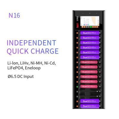 China Home Appliances ISDT N Series N16 Multichannel DC With LCD Display 16 Pack Smart Battery Charger For AA AAA NiMH Nicad Li-ion Battery for sale