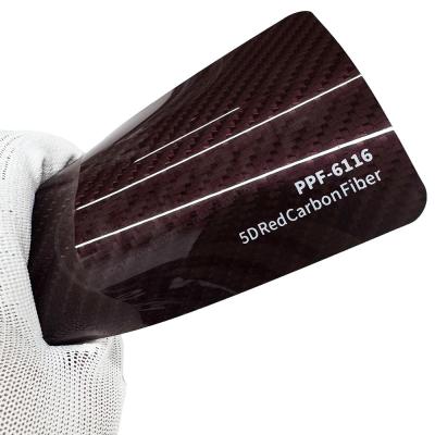 China PPF-6116 Rood 8mil Kleur Carbon Fiber Ppf Film UV beschermend Te koop