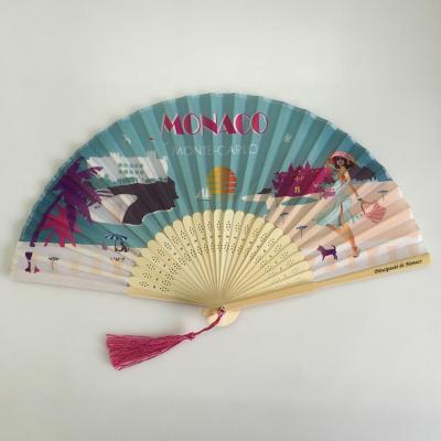 China Europe Chinese Dance Bamboo Skeleton Silk Hand Fan for sale