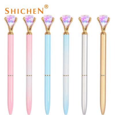 China New souvenir style pen light promotion logo luminous pencil with diamond on top for sale