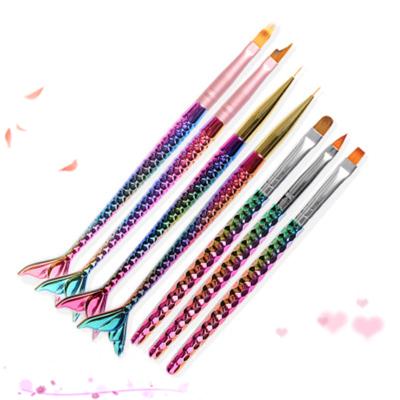 China Professional Wholesale Petal Shade Petal Mermaid Logo Bestseller Custom Kolinsky Nail Art Set Brush for sale