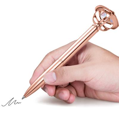 China Promotional Pen custom promotional personalized logo metal pen top rose diamond ink gift pens rose gold pens for wedding gift for sale