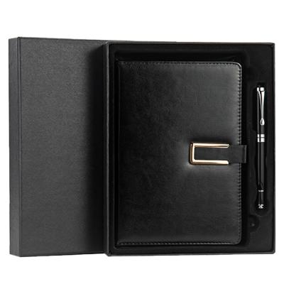 China 2021 Promotional Leather Pen Planner Notebook A5 Notebook with Pen Notebook Journal for Christmas Gift for sale