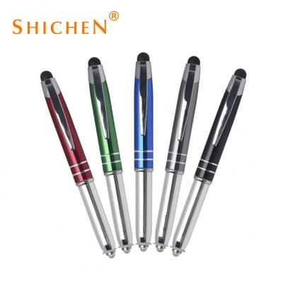 China office & School Promotional Pen Custom Logo Led Metal Touch Pen With Flash Light for sale