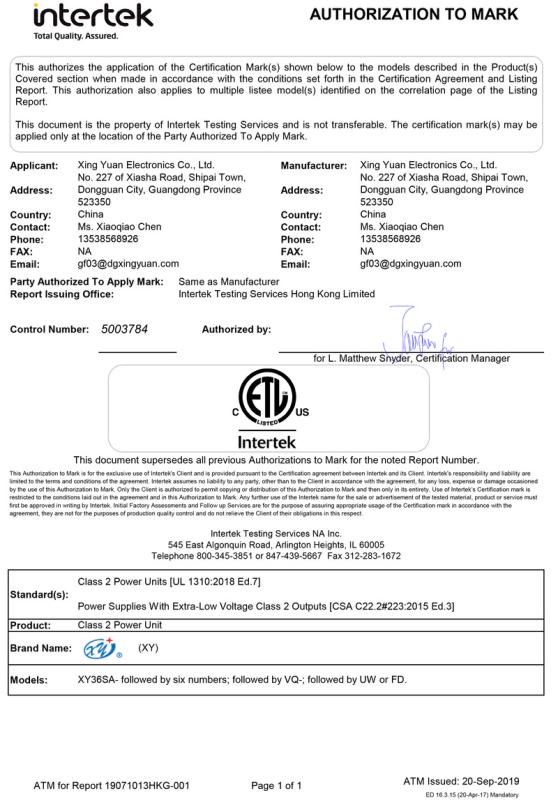 ETL - Xing Yuan Electronics Co., Ltd.