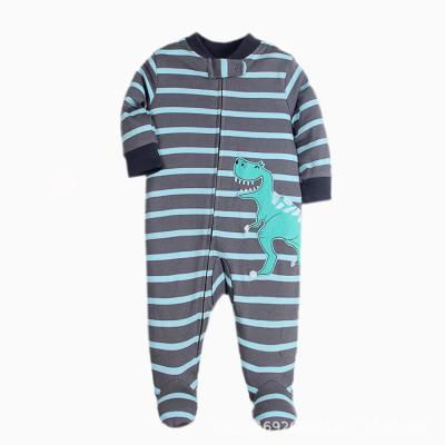 China 100% New Baby Boy Cotton Dinasour Sleepsuit Baby Rompers Infant Baby Romper Newborn Footed Overalls Long Sleeve With Zipper for sale