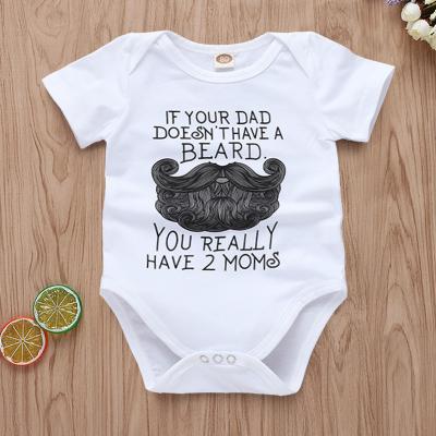 China Other Funny Newborn Infant White Clothes Letter Print Sleeve Babies Babies Short Jumpsuit Romper Outfits for sale