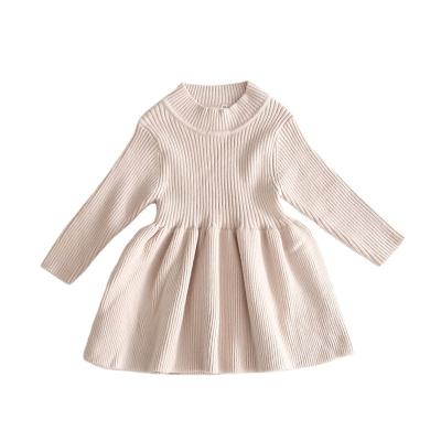 China Other Baby Dress Autumn Winter Solid Color Cute Knitted Long Sleeve Tops Sweater Dresses for sale