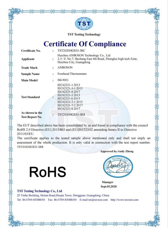 RoHS - Huizhou Anboson Technology Co., Ltd.