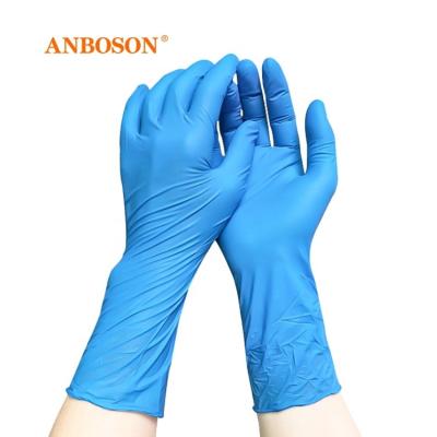 China Wholesale Anboson Manufacturers Factory Nursing Nursing Gloves 12 Inch Pure Disposable Gloves Powder Free Blue Nitrile Examination Gloves for sale