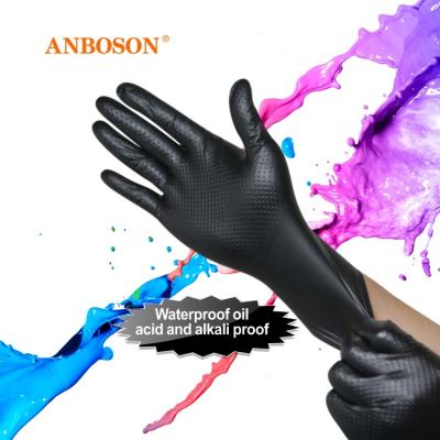 China Wholesale Black Diamond Dotted Duty Powder Free Glove Examination Anboson Factory Nitrile Nursing Disposable Gloves for sale