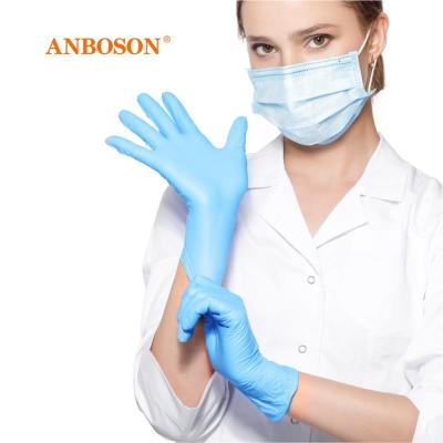 China Anboson Factory Nursing Wholesale Accept OEM 100% Pure Nitrile Glove Powder Free Xs Of 100 Pack Of Disposable Gloves Nitrile Gloves for sale