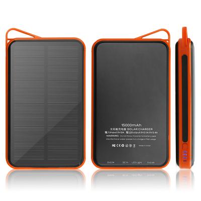 China Support Fast Charging Solar Mobile Power Charger, Waterproof 15000mAh Battery Charger, External Portable Solar Panel LED Flashlight for sale