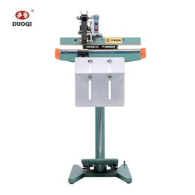 China With color tape coding DUOQI PFS-450*1 food industry aluminum frame foot pedal sealing machine with color tape tape coding for medical gown for sale