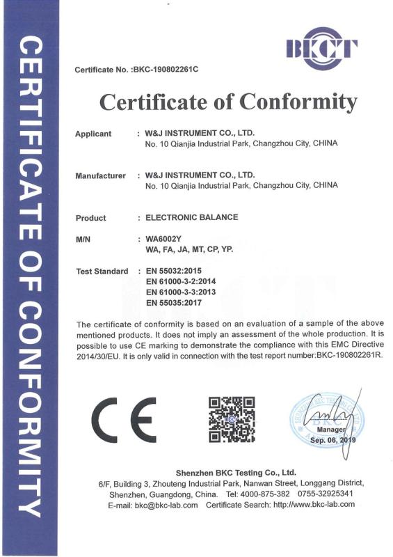 CE - Changzhou W&J Instrument Co., Ltd.