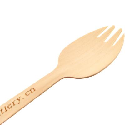 China Hot Sale Hotel Restaurant Home Wooden Disposable Wooden Spork for Restaurant and Family for sale