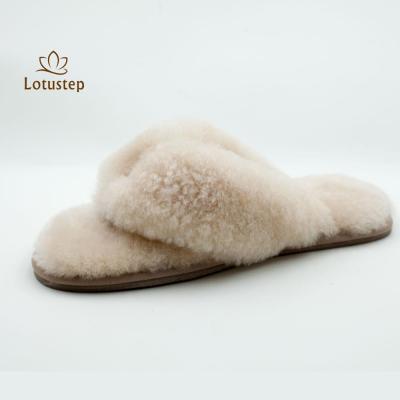 China Soft Down Anti-slippery Flip Flop Slippers Shearling Style Flip Flop Women Warm Slipper for sale