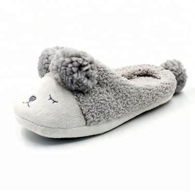 China Novelty Lambskin Slippers Ladies Winter Gray Plush Bear Animal Soft Slipper for sale