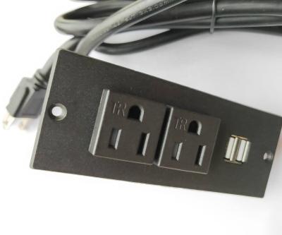 China 125V 15A Furniture Power Distribution Unit Power Strip with USB Charger 125*47*40mm for sale