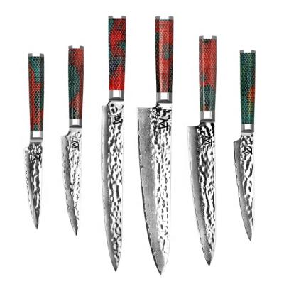 China Viable 6pcs VG10 Damascus Steel Professional Chef Knife Set China Wholesale Customize Kitchen Cooking Knife Set for sale