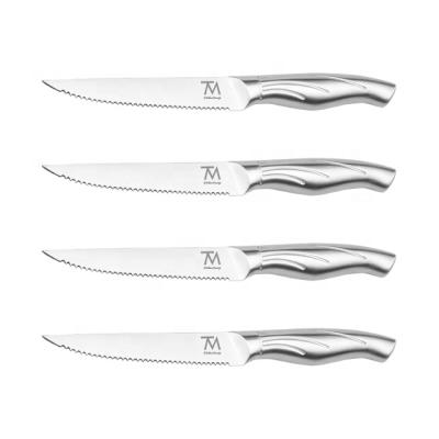 China Viable Professional Hollow Handle 4pcs Kitchen Cooking Sharp Steak Knives Stainless Steel Steak Knife Set for sale