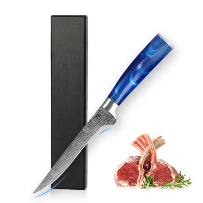 China Sustainable 6 Inch Stainless Steel Kitchen Boning Knife Professional Fish Cutting Damascus Laser Boning Knives for sale