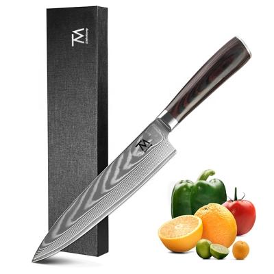 China Sustainable 8 Inch Multifunctional Kitchen Cooking Knife Damascus Steel Wholesale Custom Professional Chef Knife for sale