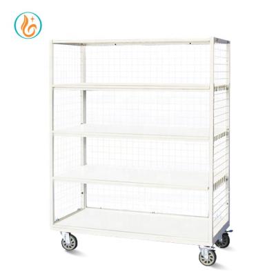 China Four-Layer Five Shelving Panels Easy Movable Cutting Piece Mesh Trolley For Garment Factory for sale