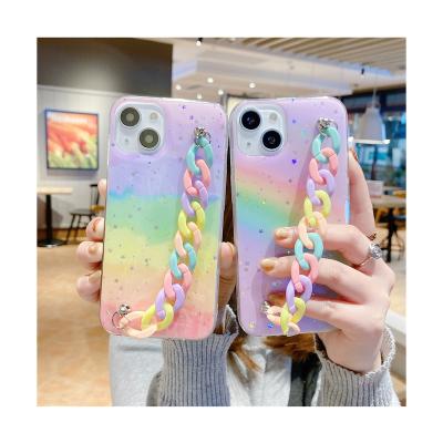 China OEM ODM Shockproof Rainbow Painted Custom Epoxy Cell Phone Case With Hanging Chain For Oppo Find X 1 2 3 for sale