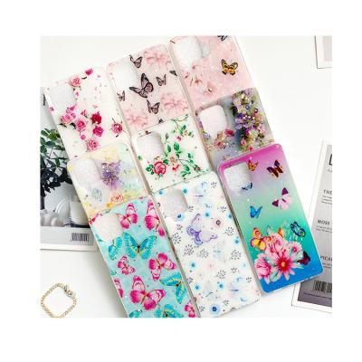 China Tpu Bling Butterfly Flower Printing Shockproof Acrylic Epoxy Acrylic UV Shockproof Phone Case For Iphone for sale