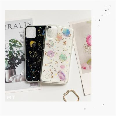 China Shockproof Black Tpu Full Color Epoxy UV Stars Moon Printed Luxury Custom Case Cover For Iphone 12 Pro Max for sale