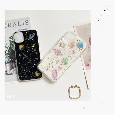 China Shockproof Black Universe Color Printing Epoxy UV Stars Moon Phone Case For Iphone Case Oppo A92s Phone Case for sale