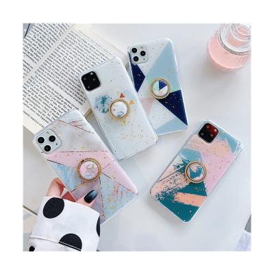 China Personalization Shockproof Custom Printed Square Luxury Marble Bling Epoxy Phone Case With Stand For Iphone 11 Pro Max for sale