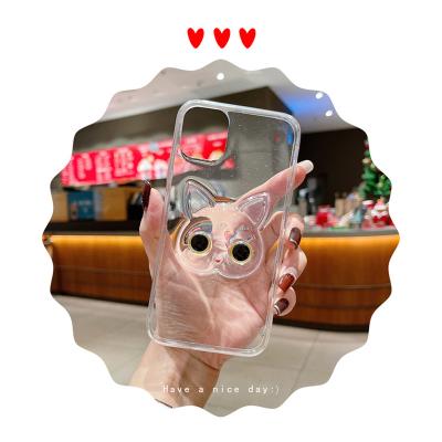 China Lovely Bear Girly Shockproof Cat Phone Case For Samsung S20 3d Drop Cartoon Cat Transparent Clear Epoxy Glue for sale