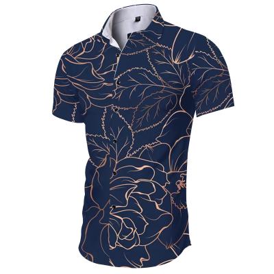 China Anti-pilling new men's digital printing lapel shirt cardigan men's short sleeve shirt for sale