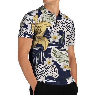 China High Quality Custom Made T-shirt Polo Tshirts Hawaiian Floral Logo Collar Shirt Golf Anti-wrinkle Polo Shirt for sale