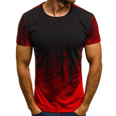 China Hot Selling Men's Anti-wrinkle T-shirt Summer Fashion Round Sleeve Shorts Men's Round Neck Print Collar Slim Fit Men's Top T-shirt for sale