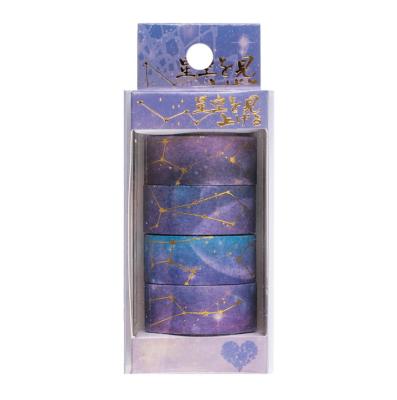 China Customized Cute Printed Galaxy Gold Foil Waterproof Washi Tape for sale