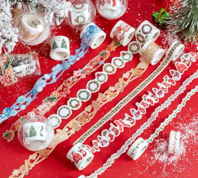 China Creative waterproof colorful christmas hollow out exoteric lace and paper tape for sale