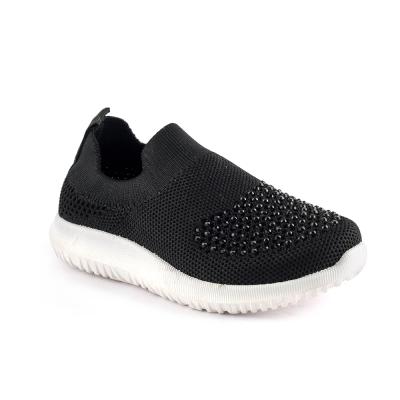 China Breathable Wholesale Slip On Kids Fashion Kids Girls Black Sport Sneakers for sale